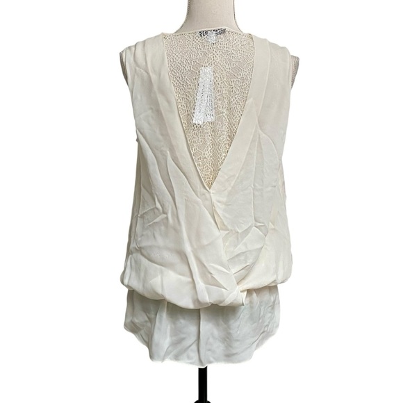 Chelsea & Walker Ivory Silk Lace Wrap Blouse 8 Sleeveless Asymmetrical NWT - Picture 10 of 15